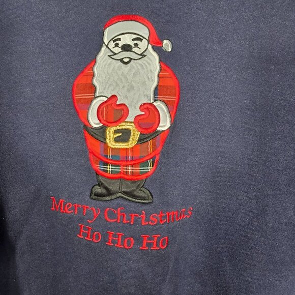 Vintage Oarsman Christmas Sweatshirt Large Unisex Blue Santa - Picture 2 of 9